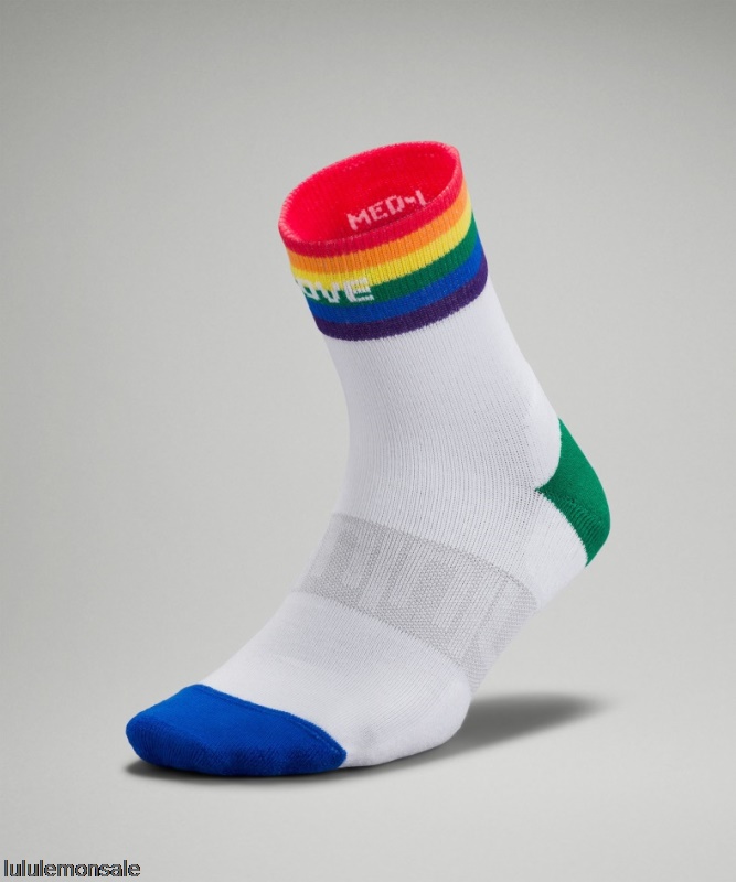 Lululemon Damen DELULU440 | White Daily Stride Mid-crew Socke Rainbow